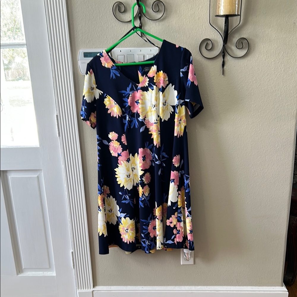 Floral Kids Dress in Navy and Yellow